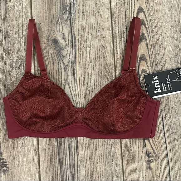 Knix Women's Gossamer Lace Bra in Dark Cherry size S+ NWT - Picture 9 of 12